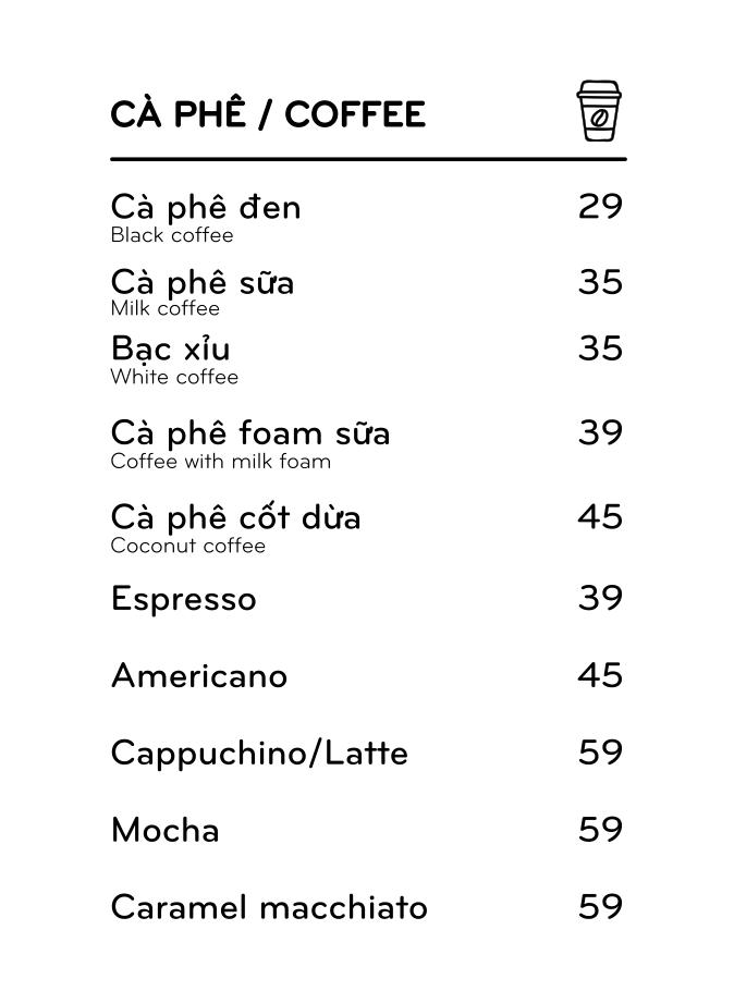 Menu Percent Coffee