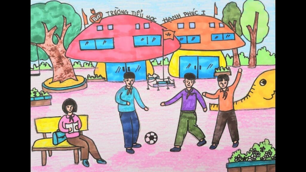 Vẽ ngôi trường hạnh phúc  Vẽ trường học hạnh phúc  Vẽ tranh bảo vệ môi  trường  Tilado